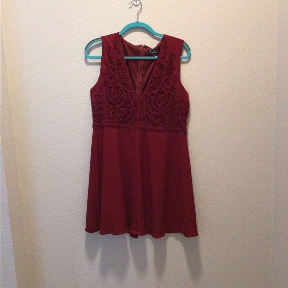 Lulus Red Lace V-Neck Dress